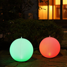 Load image into Gallery viewer, SUNTOUCH TREASURES Solar Powered Floating Pool Light Set - 2 Inflated Swimming Pool LED Ball Lights 14 inches - Hangable, Color Changing Light Up Balls for Outdoor Decorations, Pool Decor, Beach Party