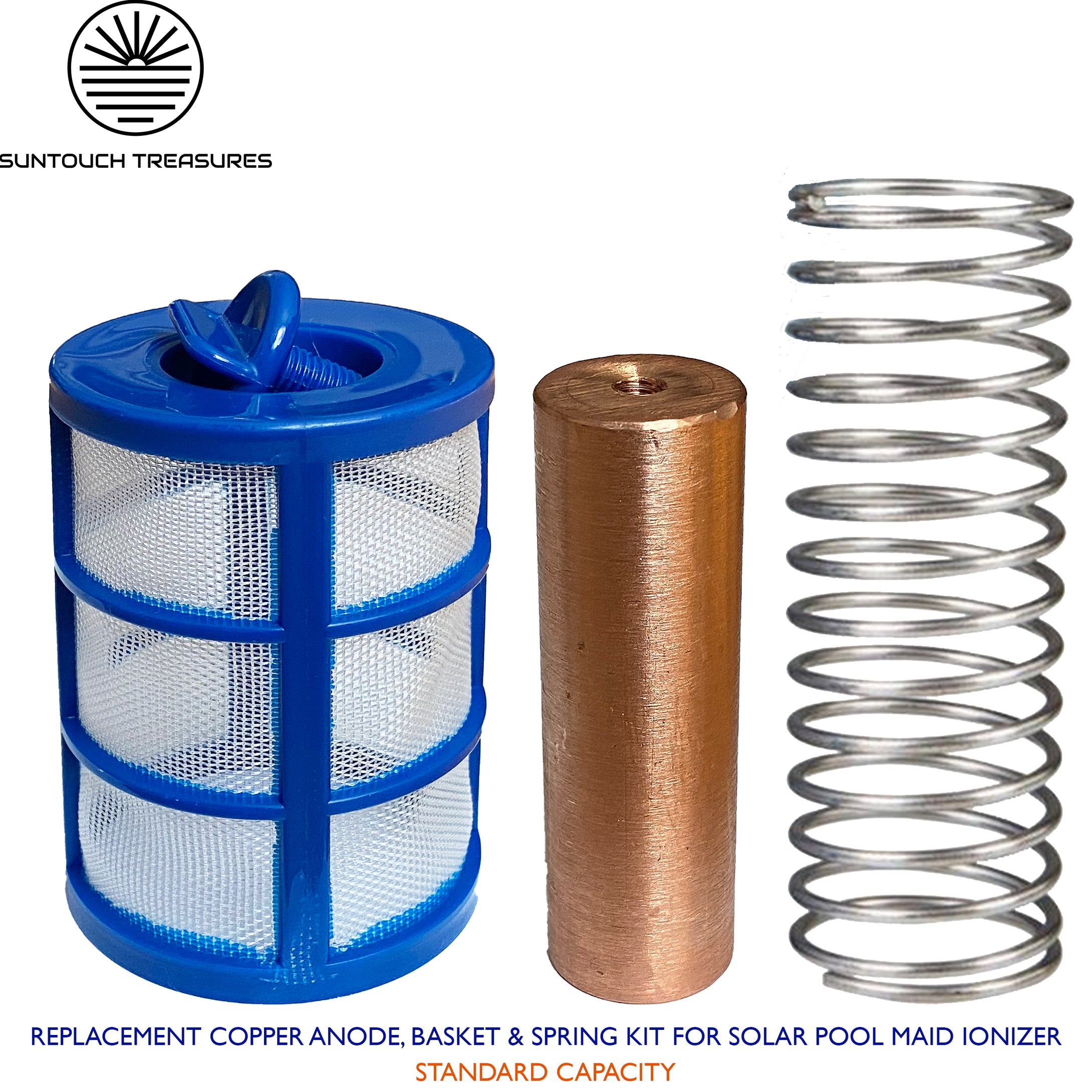 SUNTOUCH TREASURES - Replacement Copper Anode, Basket & Spring Kit for Solar Pool Maid Ionizer (Standard Capacity)