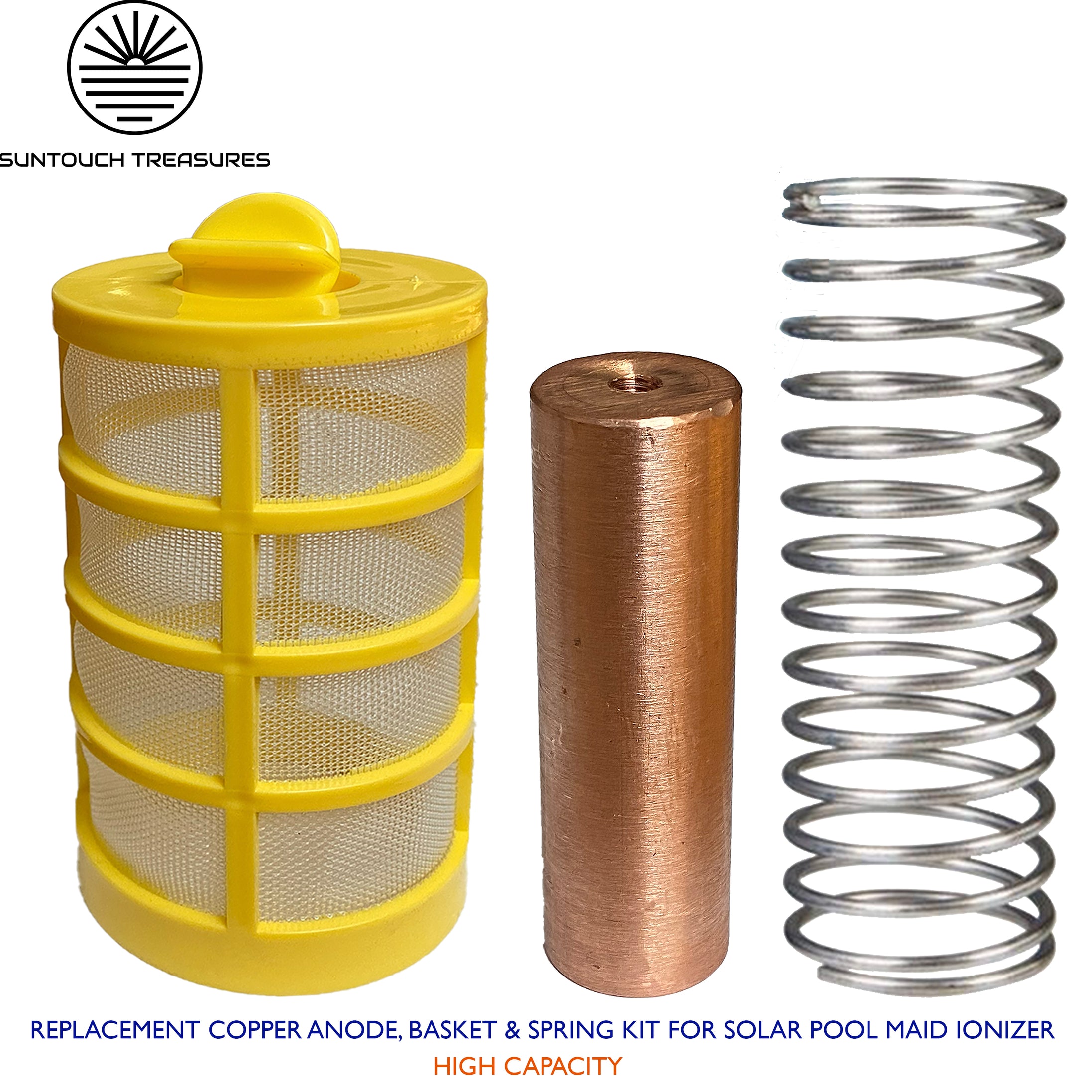 SUNTOUCH TREASURES - Replacement Copper Anode, Basket & Spring Kit for Solar Pool Maid Ionizer (High Capacity)